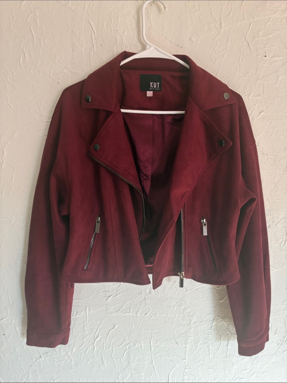 Kut from the Kloth Burgundy Suede Moto Jacket